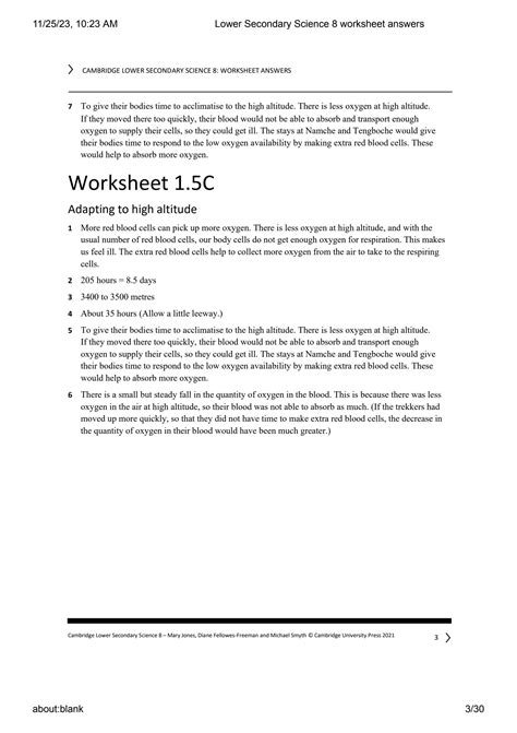 Solution Lower Secondary Science 8 Worksheet Answers Cambridge Lower