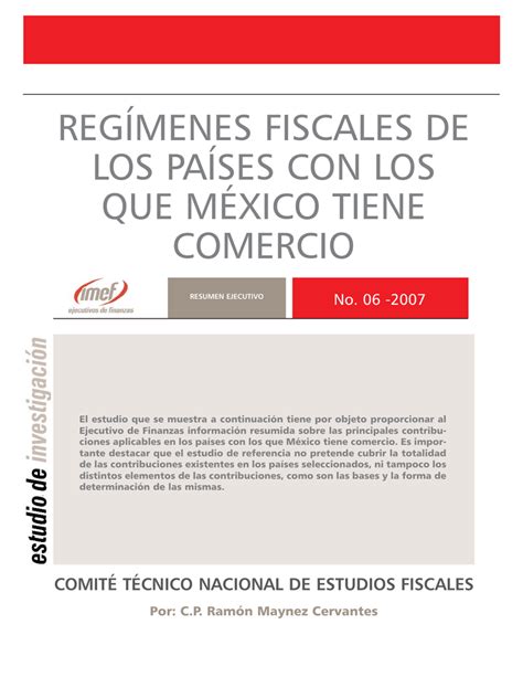 regímenes fiscales de los países con los que méxico tiene