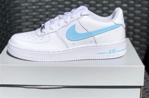 Custom Made Nike Air Force Baby Blue Tick Etsy