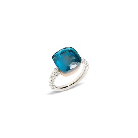 Anello Pomellato Nudo Maxi Con Topazio Blu London E Diamanti Dobner