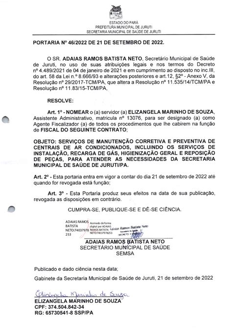 ATO DE DESIGNAÇÃO DE FISCAL DO CONTRATO Prefeitura Municipal de