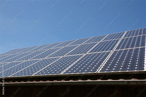 solar panel on roof and sky background, modern solar cells or ...