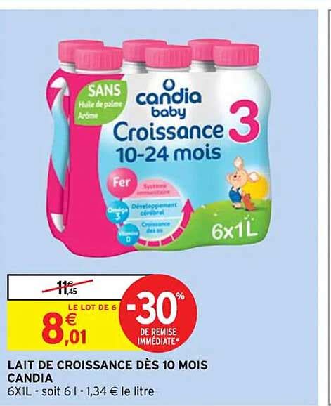 Promo Lait De Croissance D S Mois Candia Chez Intermarch