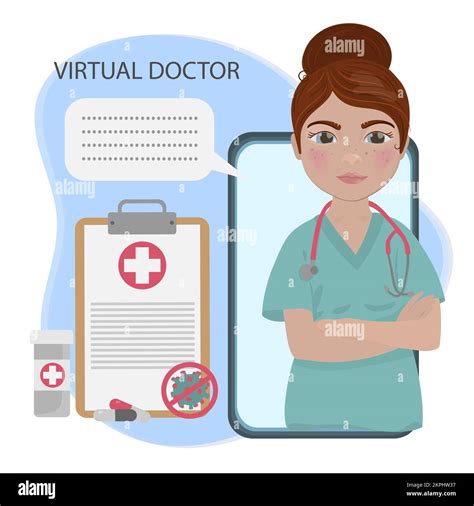 Virtual Consultation Woman Practicing Doctor Giving Recommendations For