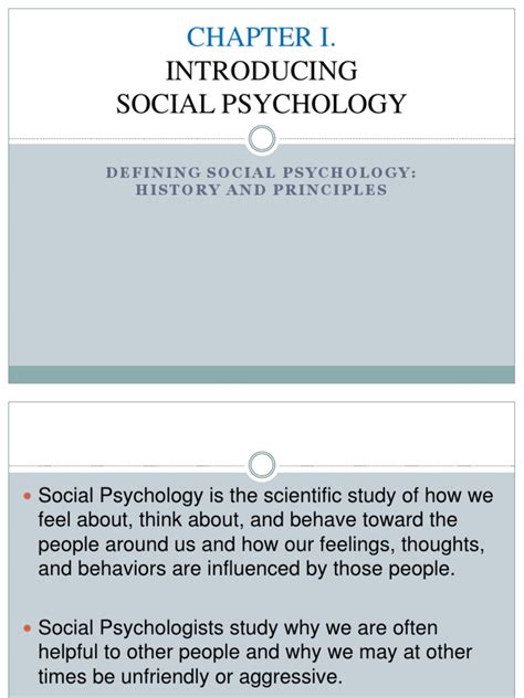 Chapter 1 Social Psychology Pdf Social Psychology Experiment