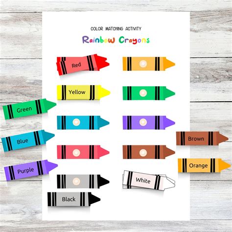 Crayons Color Matching Activity for Kids, Toddler Educational Worksheet ...