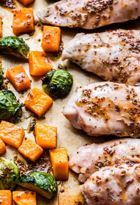 Sheet Pan Maple Mustard Chicken Butternut Squash And Brussels Sprouts Recipe Runner