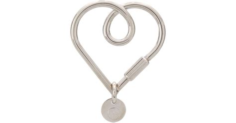 Mulberry Looped Heart Keyring In Metallic Lyst