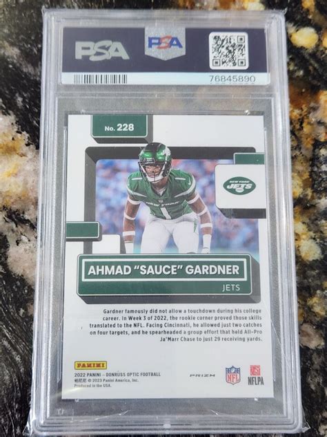 Ahmad Sauce Gardner Rc Donruss Optic Holo Psa Gem Mint