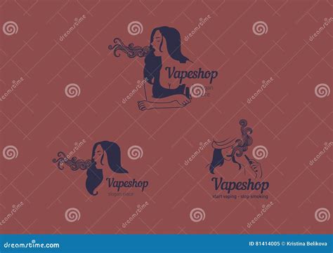 Logos For The Club Shop Or Electronic Cigarettes Smoking Girl Stock