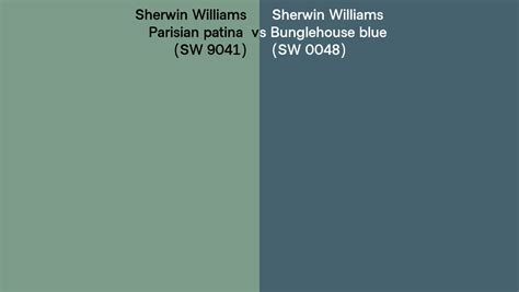 Sherwin Williams Parisian Patina Vs Bunglehouse Blue Side By Side