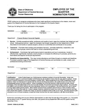 Employee Of The Quarter Nomination Form - Fill and Sign Printable ...