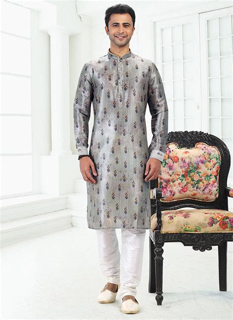 Buy PISTA GREEN Banarasi Silk Traditional Wear Digital Printed Kurta