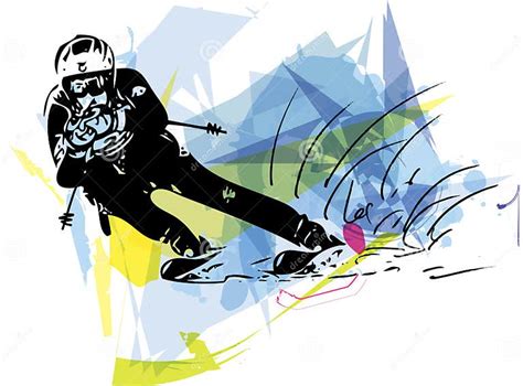 Skiing Sketch Illustration Stock Vector Illustration Of Background