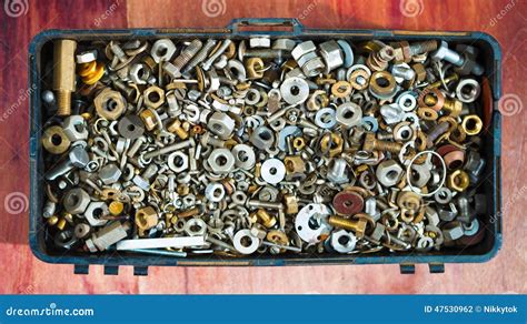 Iron Nuts In The Box Stock Photo Image Of Industrial 47530962