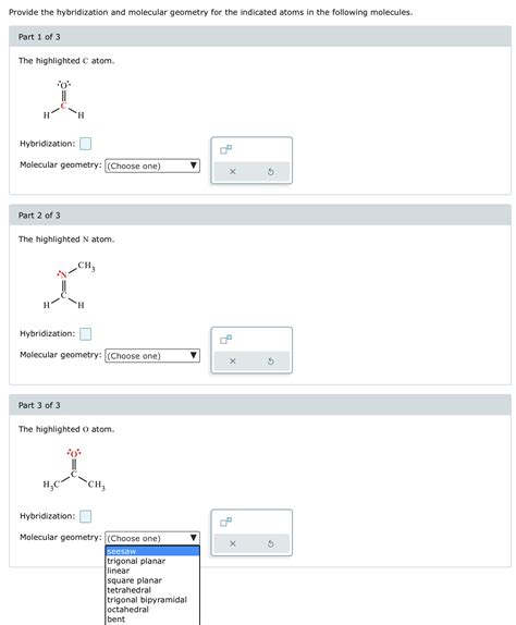 Answered Provide The Hybridization And Molecular Bartleby