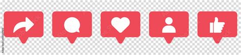 Social Network Icons Share Comment Like Love Follow Thumbs Up