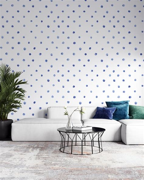 Blue Polka Dot Wallpaper, Peel and Stick Wallpaper, Removable Wallpaper Roll, Self Adhesive ...