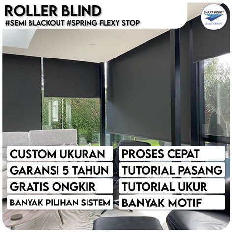 Jual Roller Blind Semi Blackout Spring Flexi Stop Jendela Gorden