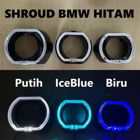 Jual Shroud Projector BiLED BMW FULL Hitam Black Angel Eye Crystal