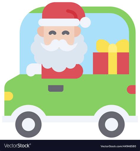 Santa Claus Driving Car Icon Christmas Related Vector Image