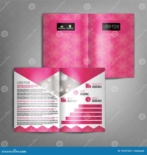 Vector Pink Brochure Template Design With Abstract Pattern Stock