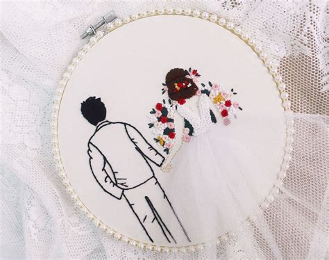 Customizable Wedding Embroidery Kit Bride In Wedding Dress Etsy