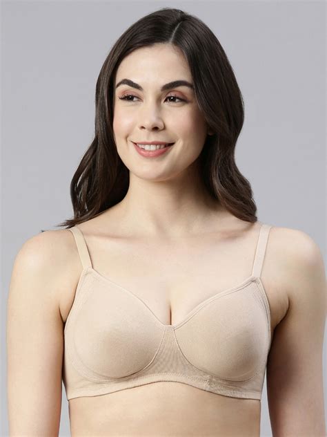 Buy Enamor Beige Non Wired Non Padded High Coverage Daily Wear Cooling Tshirt Bra A042 Bra For