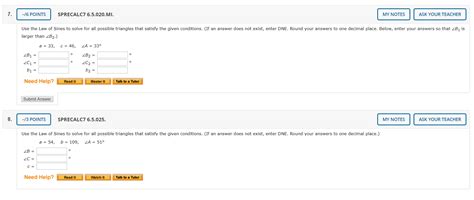 Solved Use The Law Of Sines To Solve For All Possible Chegg