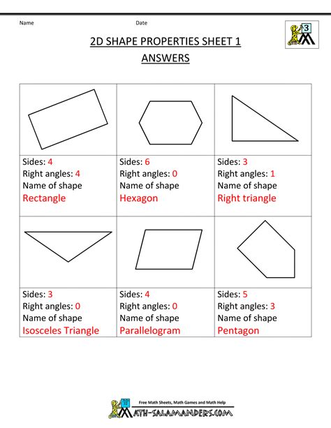 2d Shapes Worksheets