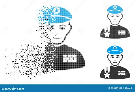 Disappearing Dot Halftone Army General Icon With Face Stock Vector