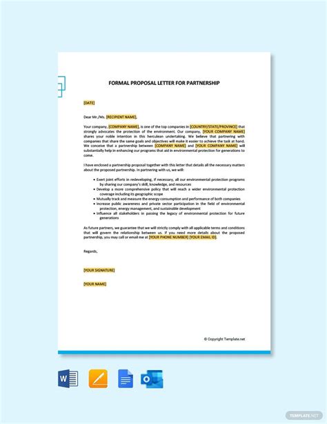 Formal Proposal Letter For Partnership Template Google Docs Word Apple