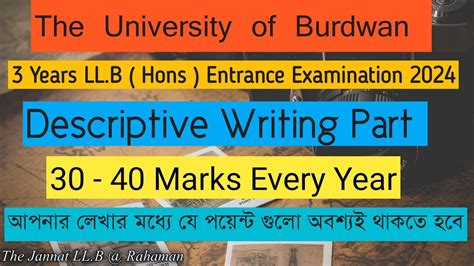 The University Of Burdwan Years Ll B Entrance Descriptive