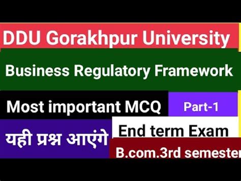 Ddu B Rd Semester Business Regulatory Framework Most Important Mcq