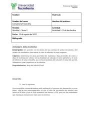 Actividad Ciclo De Efectivo Formato Word Docx Profesional