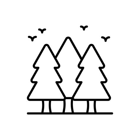 Forest vector outline icon with background style illustraion. Camping ...