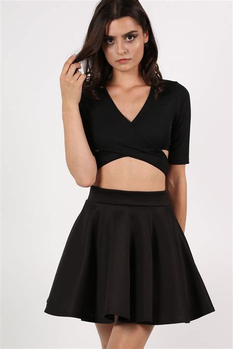 Scuba Skater Skirt in Black | Skater skirt, Black skater skirts, Black ...
