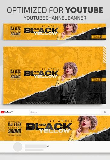 Yellow Creative Black And Yellow Youtube Premium Social Media Template Psd