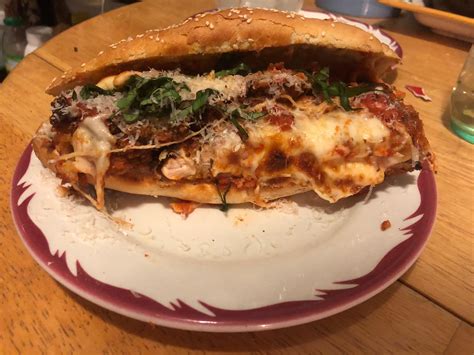 Chicken Parm Sandwich On A Homemade Seeded Roll R Sandwiches