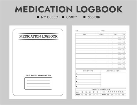 Medication Logbook Or Journal Notebook Planner Template 24487442 Vector Art At Vecteezy