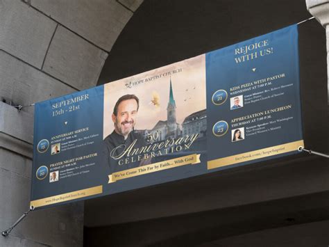 Blue Church Anniversary Banner Canva Template » Godserv Designs