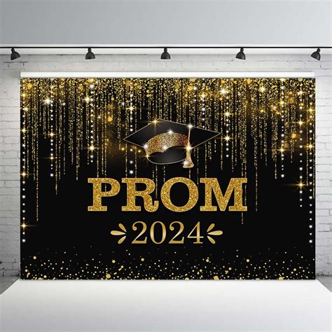 Amazon MEHOFOND Black And Gold Prom 2024 Backdrop Shinning