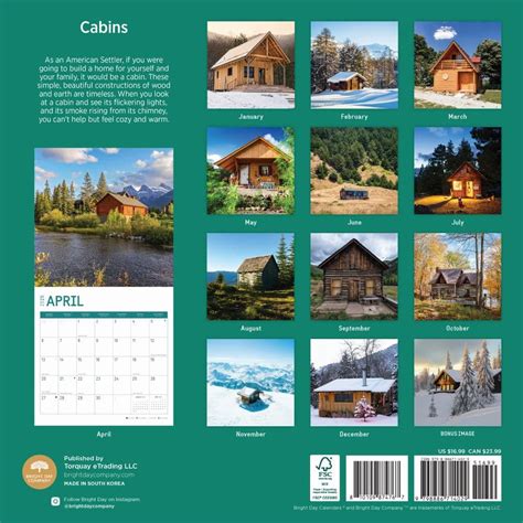 Cabins 2025 Wall Calendar