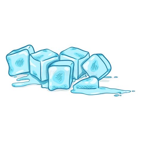 Vector Cartoon Illustration Ice Cubes Melting Stock Vector