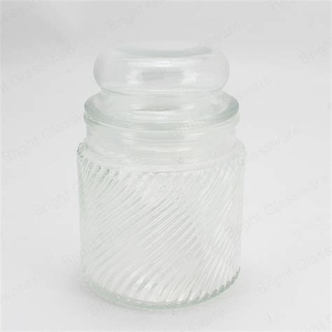 Embossed Shining Jar Amber Glass Candle Container With Wide Mouth For Home Decor Supplier