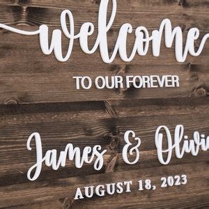 Wedding Welcome Sign Personalized Wedding Welcome Sign Wood 3D Sign ...