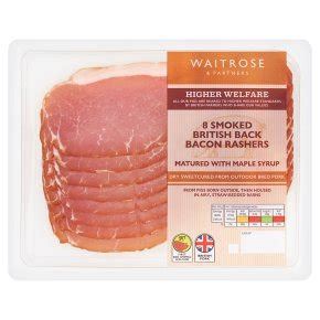 Waitrose Sweet Cured Smoked Back Bacon With Maple Syrup Waitrose