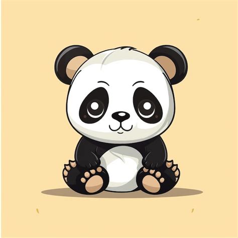 Panda Bonito Dos Desenhos Animados Sentado Na Ilustra O Vetor De Fundo