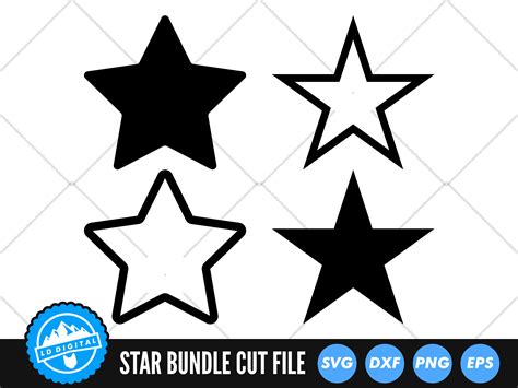 Star Svg Files Star Outline Svg Stars Cut File Star Etsy