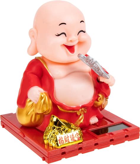 Happyyami Household Decor Maitreya Laughing Buddha Statue Solar Head